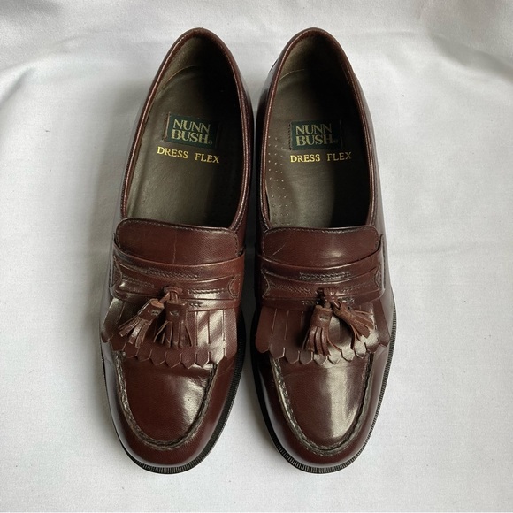 Nunn Bush Dress Flex Tassel Loafers Slip on Brown Leather - Picture 4 of 10